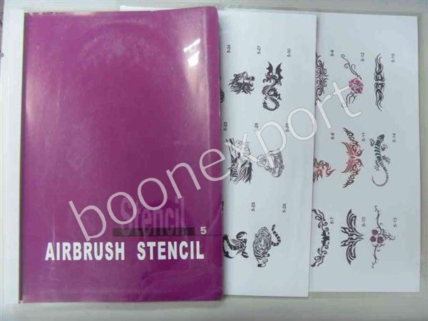 The aribrush tattoo stencil has kinds of pattern that you can paint it 