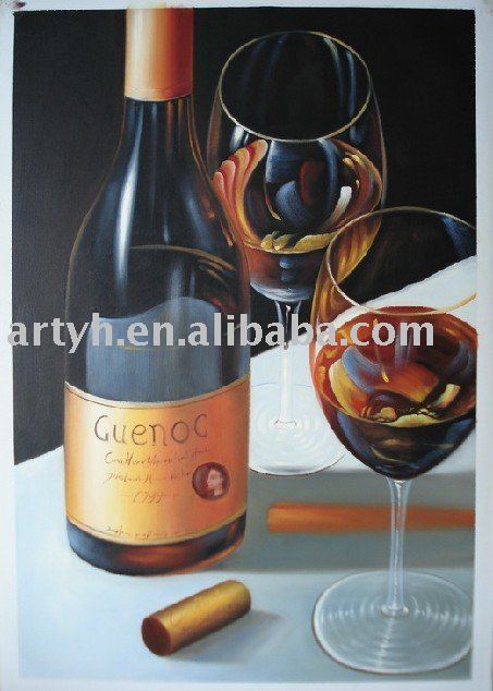 Painting Oil Oil Painting Glass Wine Oil  glass Bottle Wine life a painting oil Painting.jpg