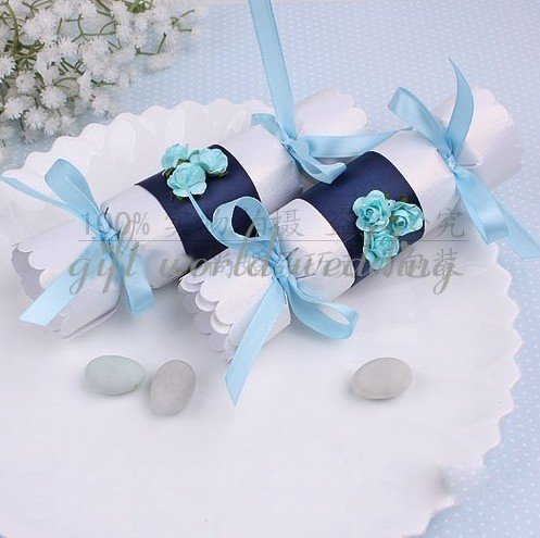 gift box 8cm wedding gift box silver blue wedding candy box200pcs per 