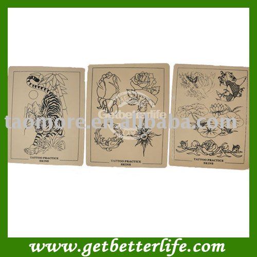 Wholesale 15 Tattoo Practice Skin Supply with designs 8x6 Inch free shipping