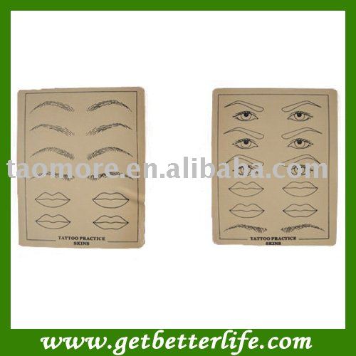 3 pcs of 15X20cm Tattoo makeup Practice Skin for Needles with black picture