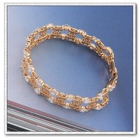 Pulsera CZ, cadena de pulsera de moda, de cobre con baño de oro de 18 quilates brazalete pulsera, Link y cadena, pulsera de bisutería (China (continental))