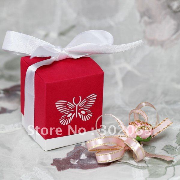  Red Butterfly Favor Boxes wedding favor box wedding gift color box