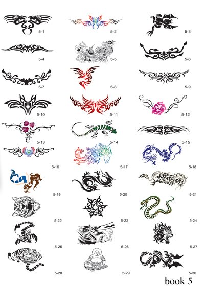 Wholesale FREE SHIPPING30 Reusable temporary tattoo stencils booksNew 