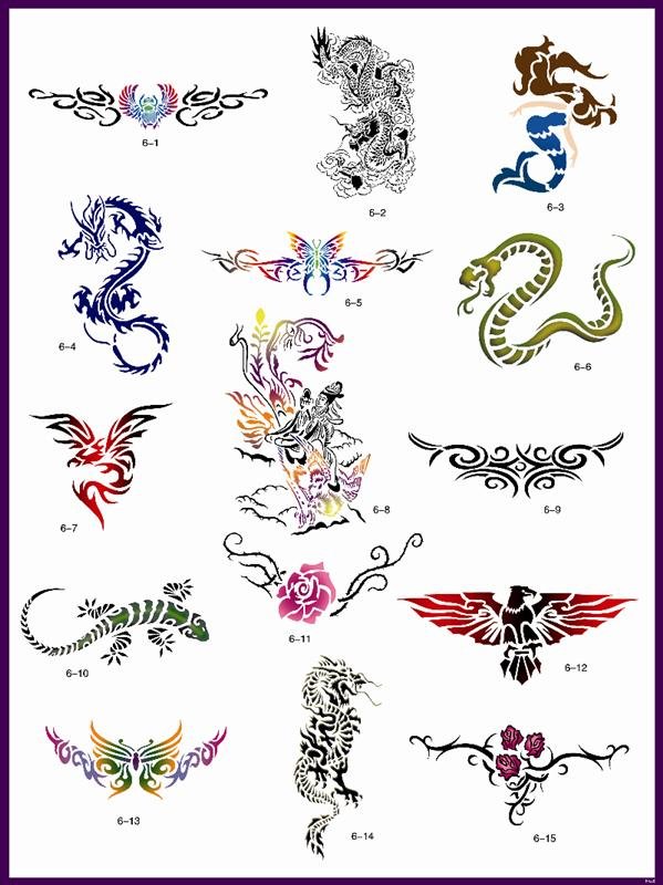 Wholesale FREE SHIPPING15 Reusable temporary tattoo stencils booksNew 