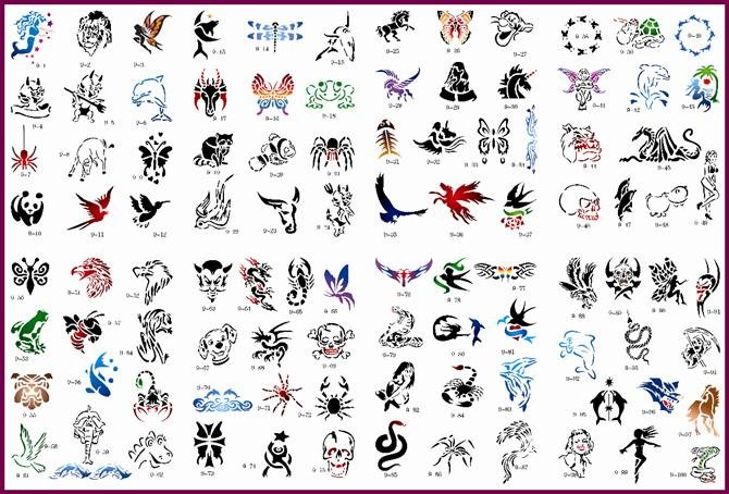 Wholesale FREE SHIPPING100 Reusable temporary tattoo stencils booksNew 
