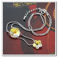 Collar de cristal, del cobre con collar de platino plateado, colgante, collar, Gastos de envío gratis (China (continental))