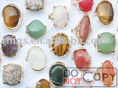 Free City Clothing on Free Shipping Wholesale Mix Lot 50pcs Natural Stone Gold Plated Ring