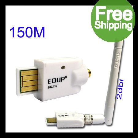 NEW Free Shipping EDUP Mini High Power 802.11N 150M Wireless USB Adapter With D-link 2dbi SMA Antenna