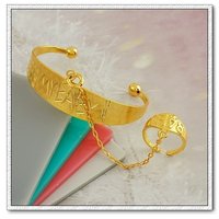 Pulsera bebé, de cobre con brazalete de oro 18k, la pulsera + anillo, Gastos de envío gratis (China (continental))