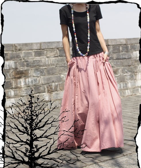 style long patchwork skirt