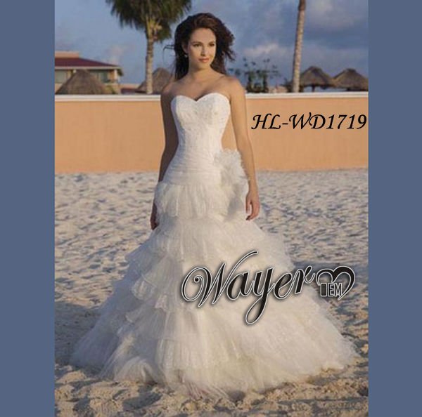 2011 New Beach Wedding Dress Bridal Gown HLWD1719
