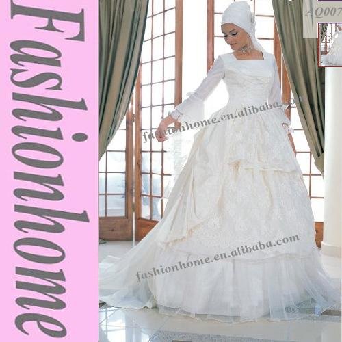 Wholesale scoop neckline Arabic wedding dress Muslim wedding gown Islamic