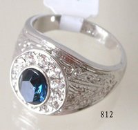 Sapphire & White Topaz 18k GP White Gold Ring. Free Shipping Can Mix(China (Mainland))
