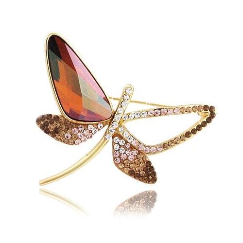Wholesale new Champagne Crystal Butterfly brooches for dresses pins brooches 