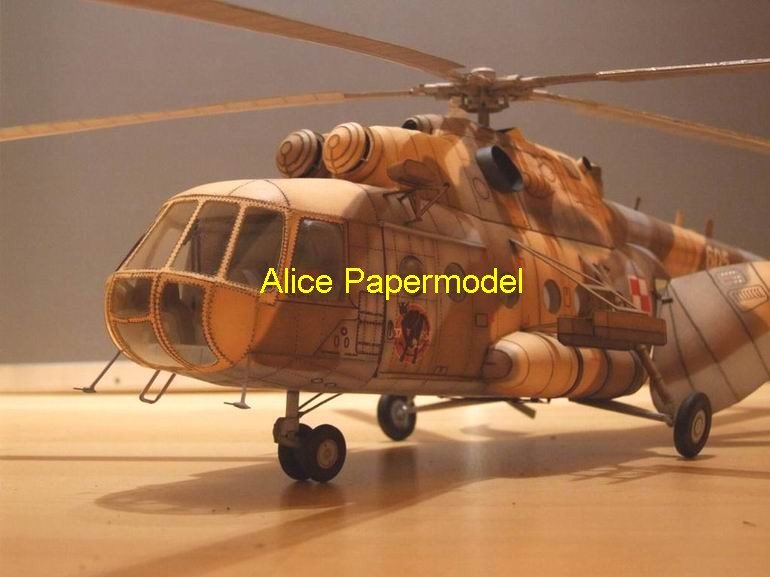 [Alice papermodel] Russia Soviet gunship model Mi17 Mi-17 helicopter model 