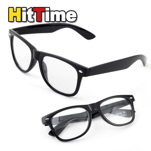 black frame glasses. 1 x Black Frame Clear Lens