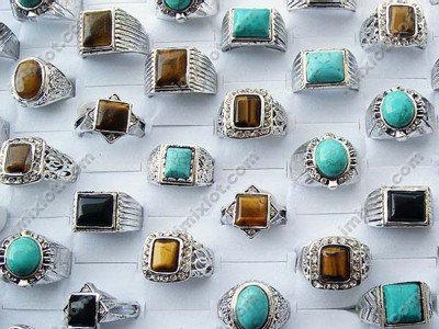 Wholesale Fashions Squares on Free Shipping Wholesale Lots 50pcs Natural Stone Silver Square Rings