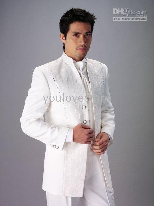 Men Wedding Suits Ivory Wedding Dress Custom Made Embroidery Wedding Suits Accept Paypal 679