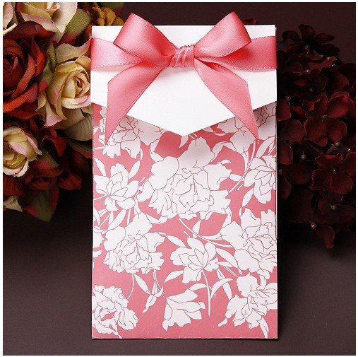 Invitation card Wedding invitation E054 pink color with RSVP card and