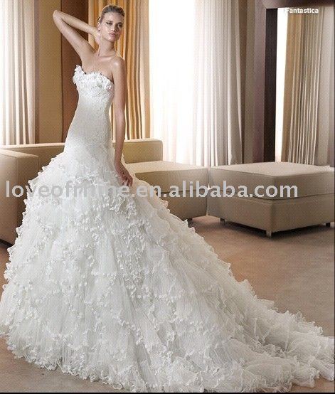  elegant floorlength new style satin white elegant wedding gowns