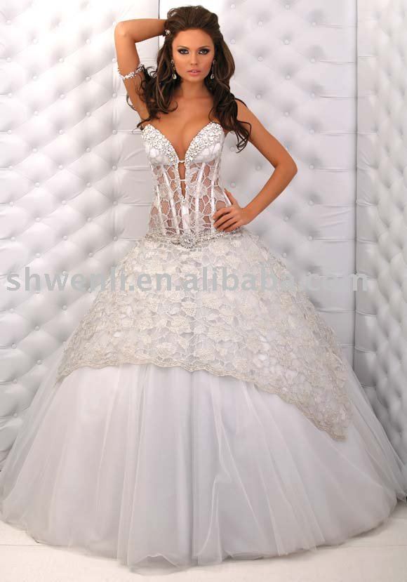 lace diamond wedding dresses