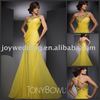 TBE21001 Fashion Tony paris Le Gaga sexy one shoulder beading yellow evening chiffon prom dresses 2011