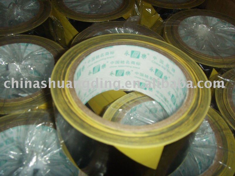 PVC Yellowlack Warning tape/caution tape 4.8cm*25Y excellent viscosity
