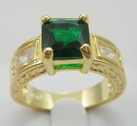 US SIZE8 BRAND NEW MEN/LADY JEWELRY GORGEOUS 2.98CT GREEN EMERALD IN 14KT YELLOW GOLD RING(China (Mainland))
