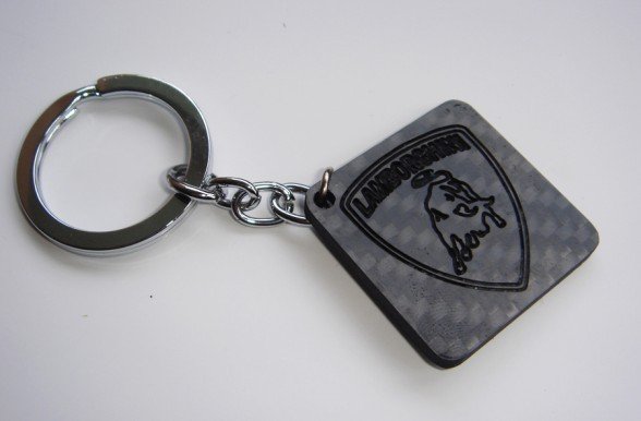 Wholesale LAMBORGHINI LOGO Carbon fiber Keychain for Christmas Festival