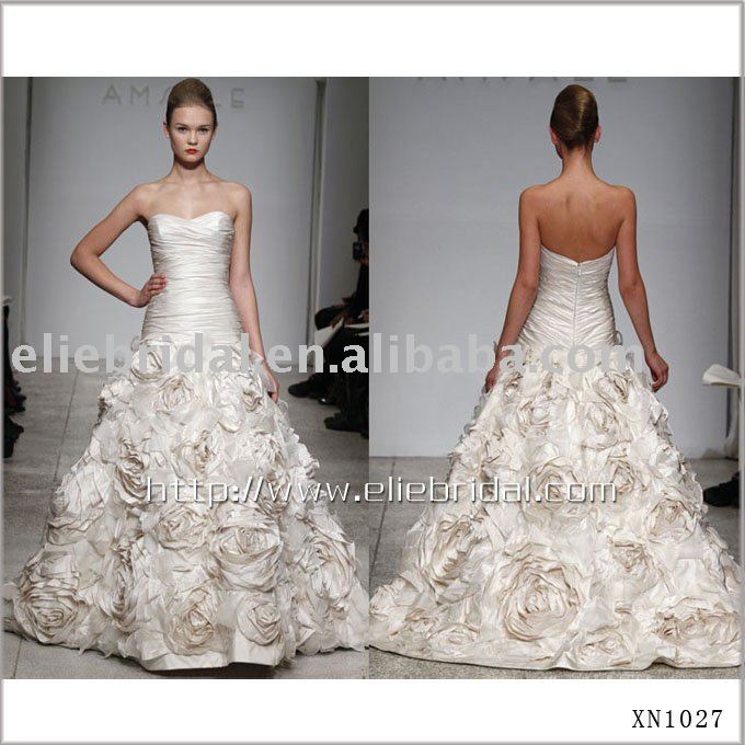 High quality custom size beaded satin lace oneshoulder bridal wedding dress