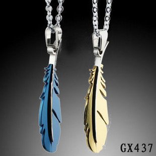 Titanium Steel Jewelry on Free Shipping Hot Fashion Titanium Steel Jewelry Feather Pendants For