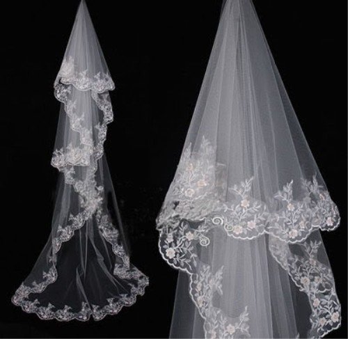free shipping 1 T wedding bridal veil with lace promotion price wholesale