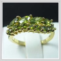 Free shipping & Gemstone Jewelry 18K Yellow Gold Wedding Band Gp Peridot Zircon Ring Size8(China (Mainland))