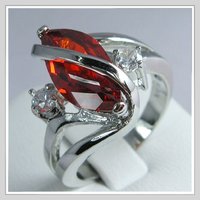 Free shipping & Gemstone Jewelry 18K White Gold Wedding Band Gp Ruby Zircon Ring Size8(China (Mainland))