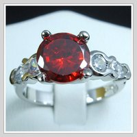Free shipping & Gemstone Jewelry 18K White Gold Wedding Band Gp Ruby Zircon Ring Size8(China (Mainland))