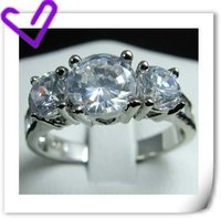 Free shipping & Gemstone Jewelry 18K White Gold Wedding Band Gp white Zircon Ring Size8(China (Mainland))