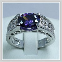 Free shipping & Gemstone Jewelry 18K White Gold Wedding Band Gp Amethyst Zircon Ring Size8(China (Mainland))
