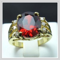 Free shipping & Gemstone Jewelry 18K Yellow Gold Wedding Band Gp Ruby Zircon Ring Size8(China (Mainland))