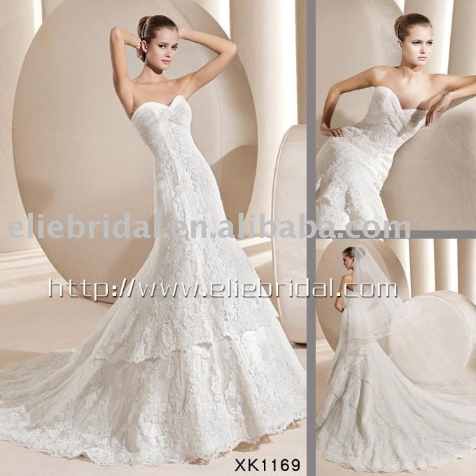 Wholesale 2011 custom size highgrade satin lace bridal wedding dress 