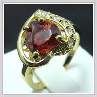 Free shipping & Gemstone Jewelry 18K Yellow Gold Wedding Band Gp Ruby Zircon Ring Size8(China (Mainland))