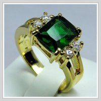 Free shipping & Gemstone Jewelry 18K Yellow Gold Wedding Band Gp Emerald Zircon Ring Size8(China (Mainland))