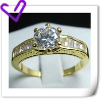Free shipping & Gemstone Jewelry 18K Yellow Gold Wedding Band Gp White Zircon Ring Size8(China (Mainland))