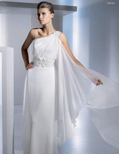free shipping gorgeous oneshouler wedding gown simple design chiffon bridal