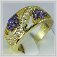 Free shipping & Gemstone Jewelry 18K Yellow Gold Wedding Band Gp Amethyst Zircon Ring Size8(China (Mainland))