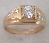 Free shipping Can track ;Exquisite White Topaz18K Yellow Gold GP Men's Ring; can mix(China (Mainland))