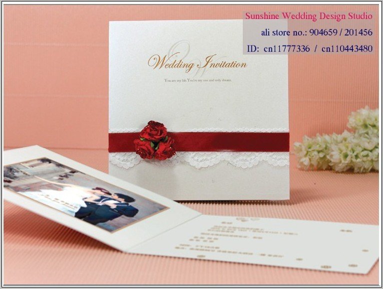 Invitation card Wedding invitation YJ1 flower and ribbon decoration 
