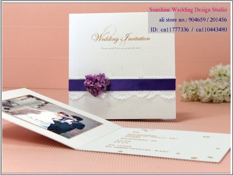 Wedding invitation YJB flower and ribbon decoration can print your photo 