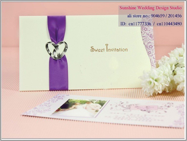 Invitation card Wedding invitation 0903B ring patten and ribbon