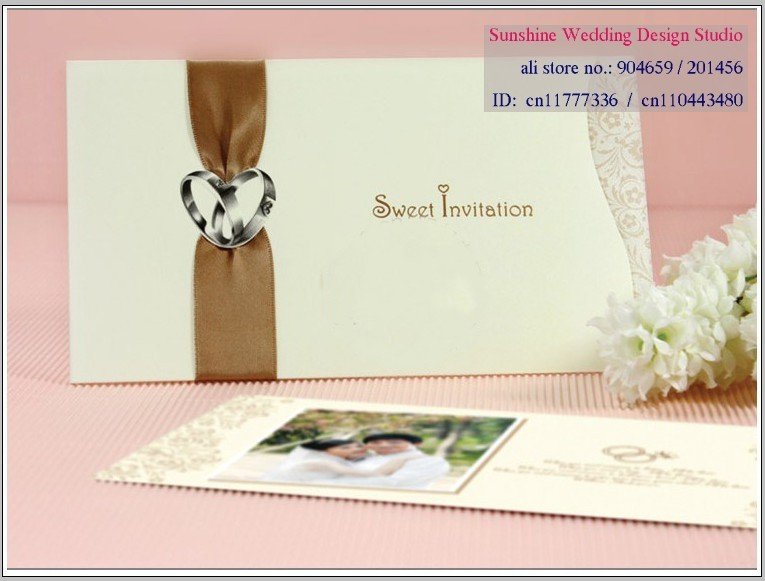 Invitation card Wedding invitation 0903C ring patten and ribbon 